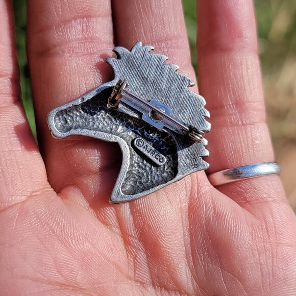 Vintage silver horse head AJRCO equestrian brooch or pin - Picture 12 of 16